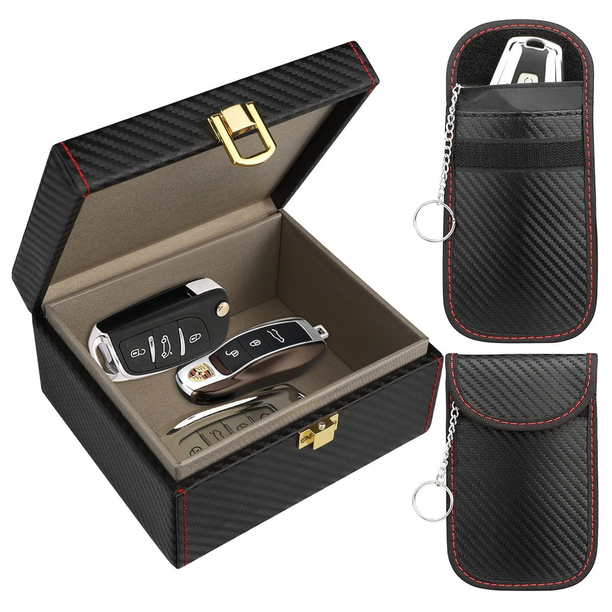 Cross-border new carbon fiber high-grade RFID anti-radiation mobile phone box shielding car key anti-theft box signal shielding