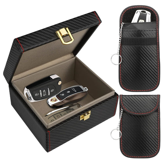 Cross-border new carbon fiber high-grade RFID anti-radiation mobile phone box shielding car key anti-theft box signal shielding