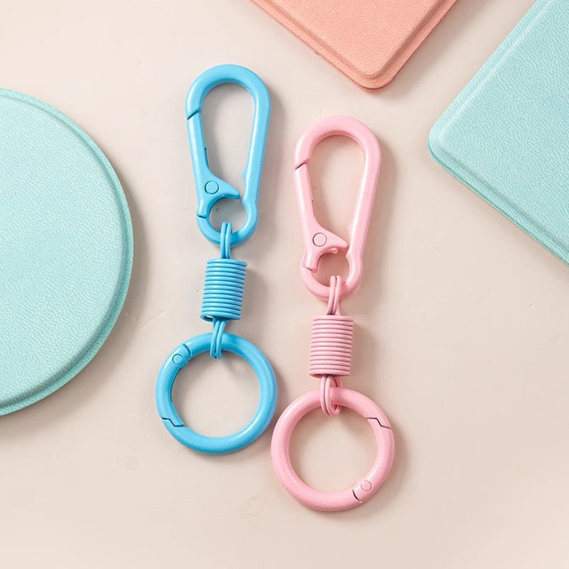 Colorful Breathing Rebound Ring Keychain Solid Color Simple Zinc Alloy Car Cross-Border Carabiner Keychain