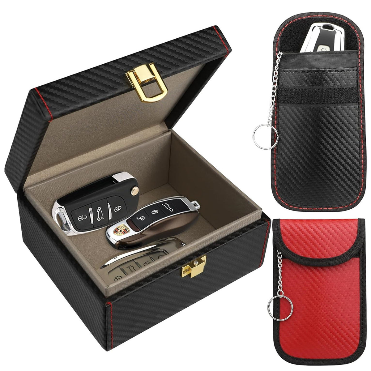 Cross-border new carbon fiber high-grade RFID anti-radiation mobile phone box shielding car key anti-theft box signal shielding