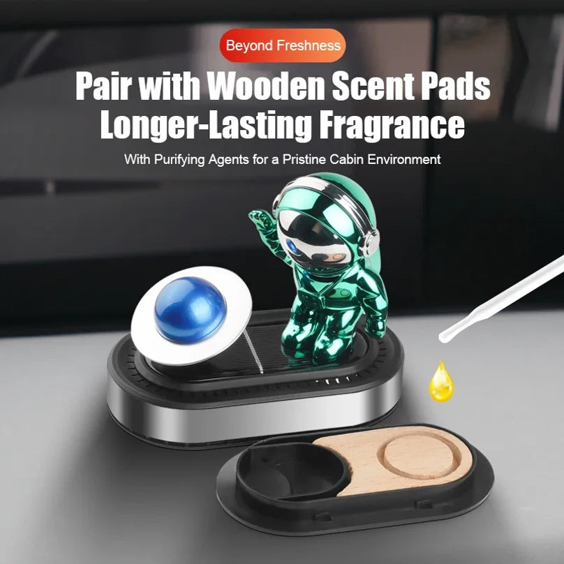 Solar Car Air Freshener Astronaut Car Scent Diffuser Rotatable Solar Car Aromatherapy Fresheners Car Interior Accessories