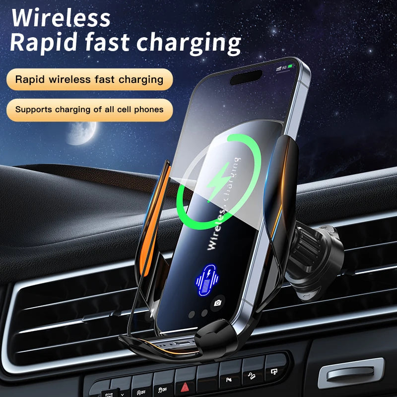 XDrive ChargeGrip Pro™ 15W Wireless Car Phone Holder – Auto-Clamping, 360° Rotation, Fast Qi Charging