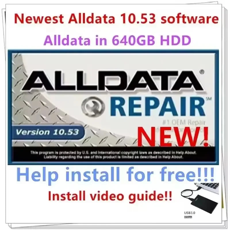 Newest Alldata Repair Auto Repair Software 10.53v All Data Car Software with Tech Support for Cars and Trucks Free Install