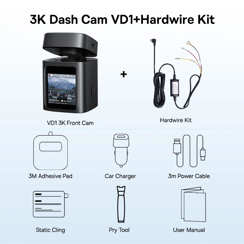 Baseus VD1 – 3K Front & Rear Dash Cam with GPS