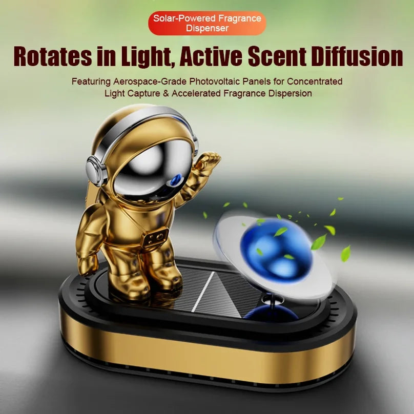 Solar Car Air Freshener Astronaut Car Scent Diffuser Rotatable Solar Car Aromatherapy Fresheners Car Interior Accessories