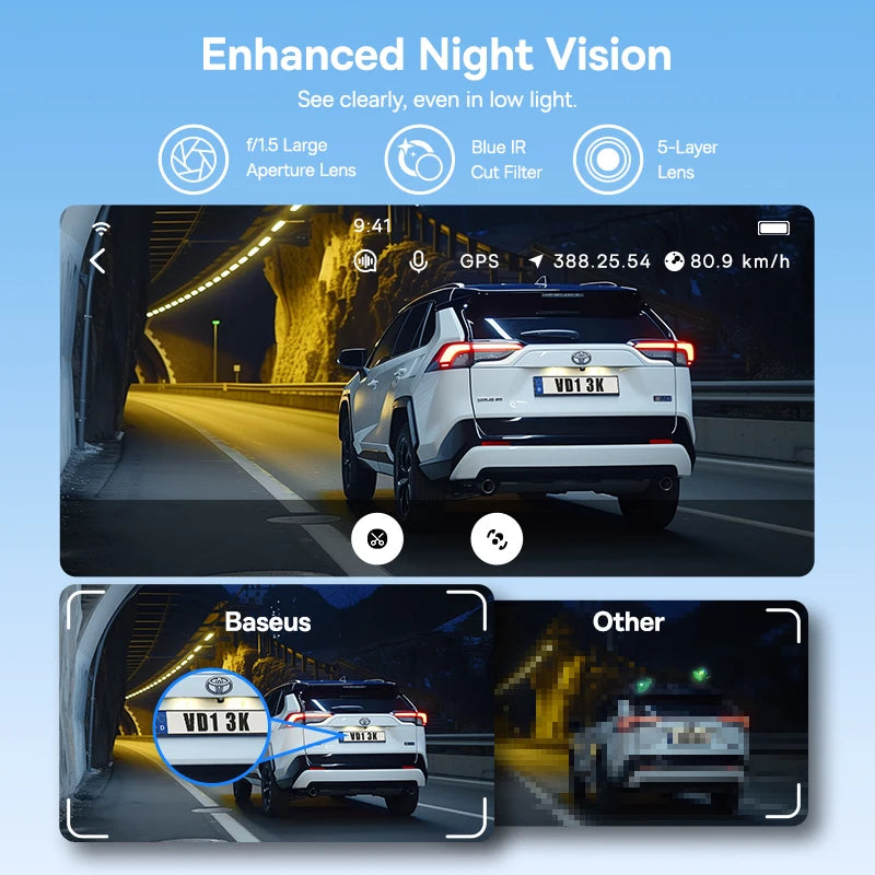Baseus VD1 – 3K Front & Rear Dash Cam with GPS