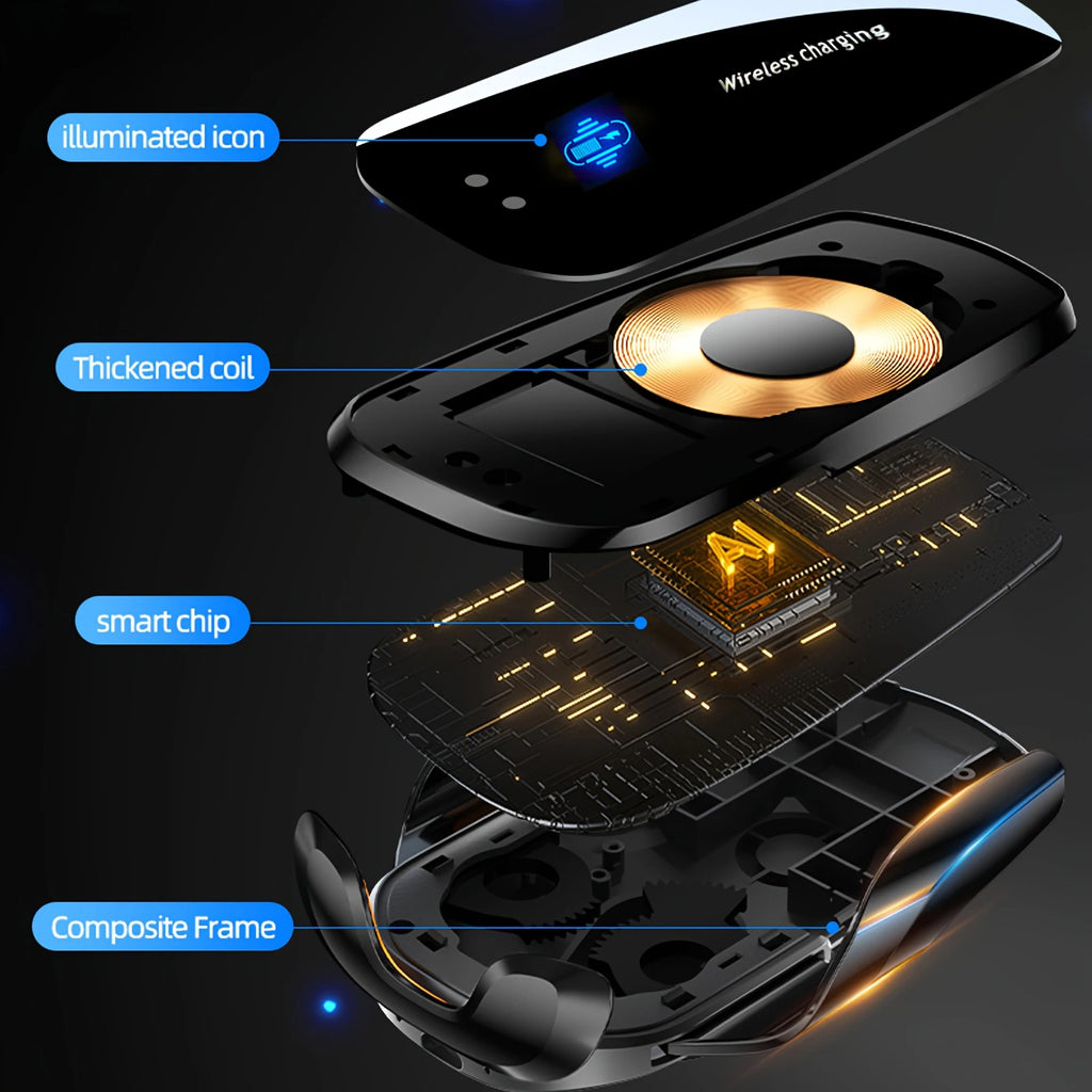 XDrive ChargeGrip Pro™ 15W Wireless Car Phone Holder – Auto-Clamping, 360° Rotation, Fast Qi Charging