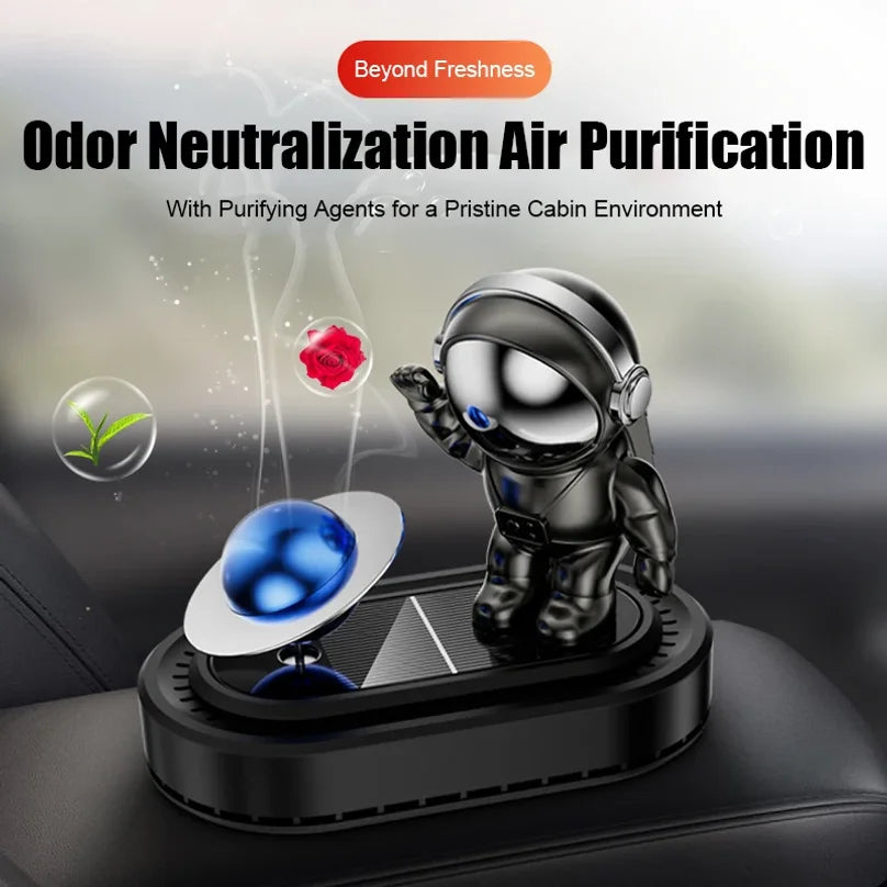 Solar Car Air Freshener Astronaut Car Scent Diffuser Rotatable Solar Car Aromatherapy Fresheners Car Interior Accessories
