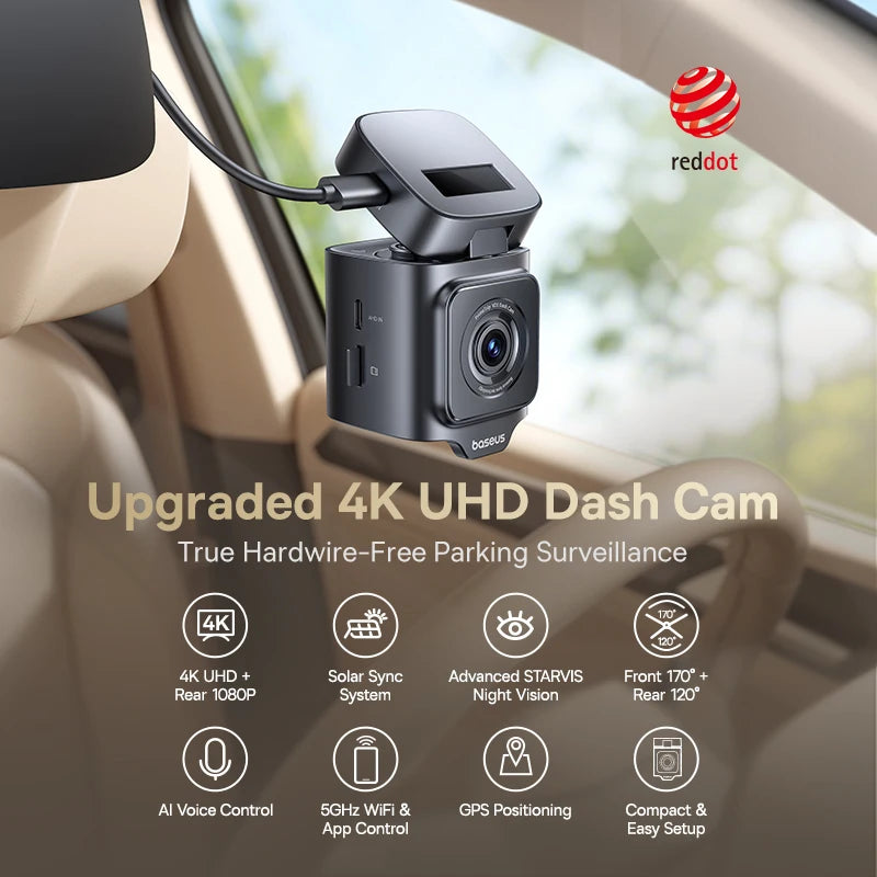 Baseus VD1 Pro – 4K Dual Dash Cam with GPS & Wi-Fi